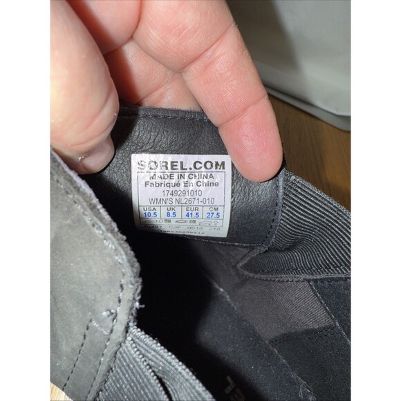 Sorel Women black Leather Emelie NL2671-010 Waterproof Chelsea Boot Size US 11.5 - Picture 5 of 8